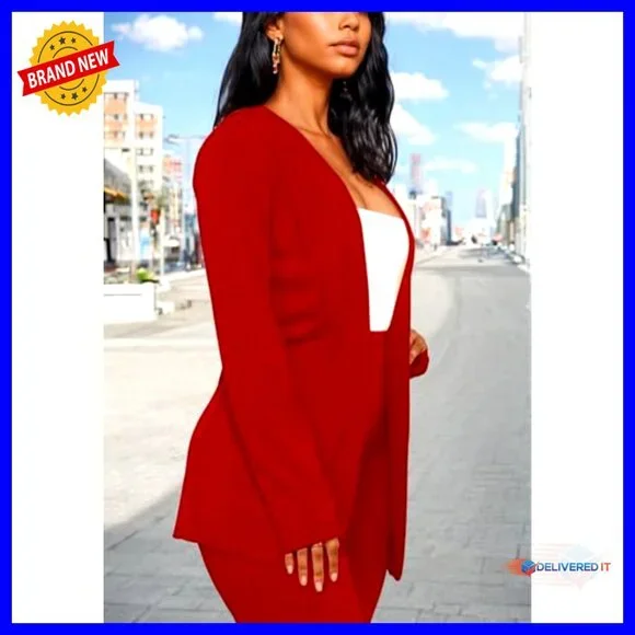 Women's 2-Piece Suit Set Long Sleeve Blazer and Pencil Pants Business Casual - Picture 3 of 6